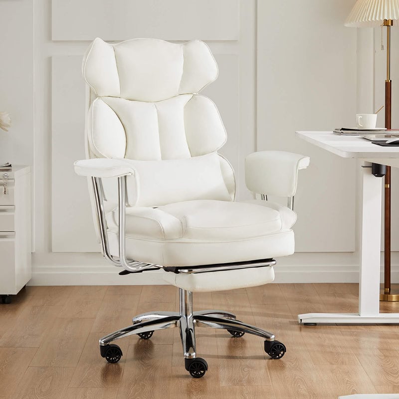 Sweetcrispy Leather Executive Chair with Leg Rest